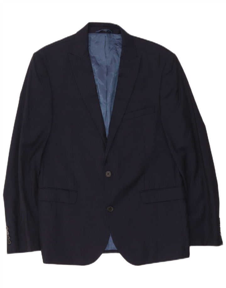 Giacca blazer da uomo a 2 bottoni Dkny IT 52 XL in lana blu navy