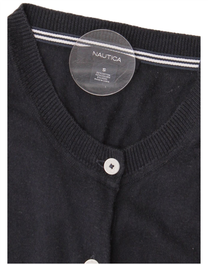 Maglione cardigan da donna Nautica UK 10 piccolo cotone blu navy