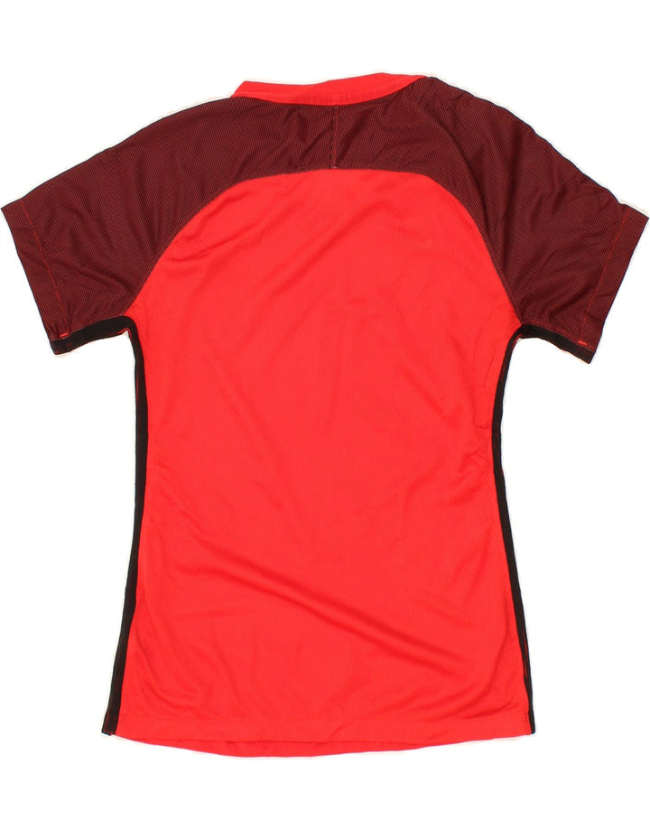 NIKE Womens Dri Fit T-Shirt Top UK 10 Small Red Colourblock Polyester Vintage Nike and Second-Hand Nike from Messina Hembry 