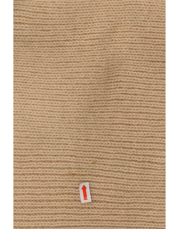 Maglione maglione collo alto da donna VINTAGE UK 12 Acrilico a righe beige medio