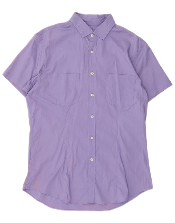 Camicia Benetton Uomo Manica Corta XL Viola Cotone