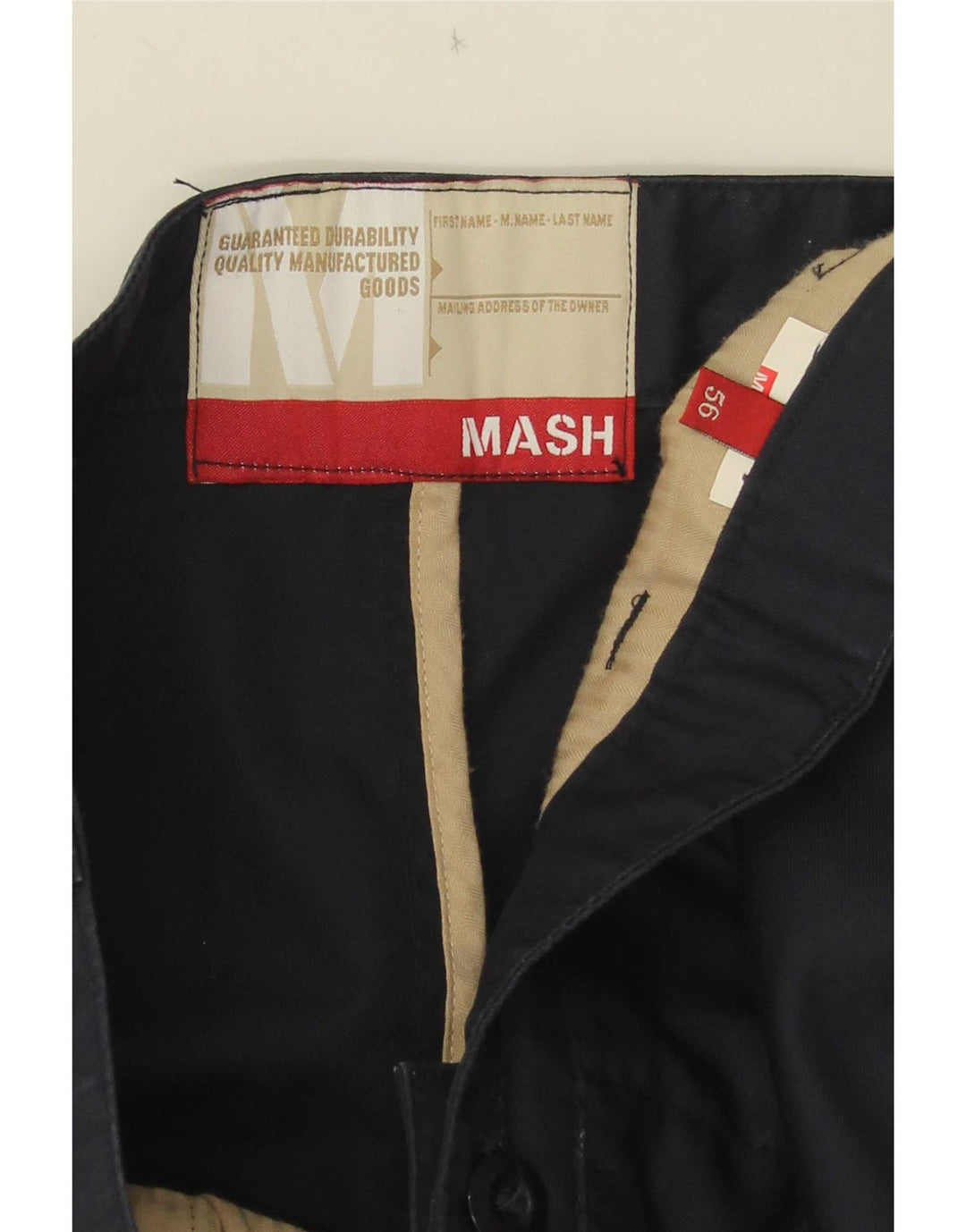 Pantaloni chino dritti da uomo Mash W38 L30 blu navy