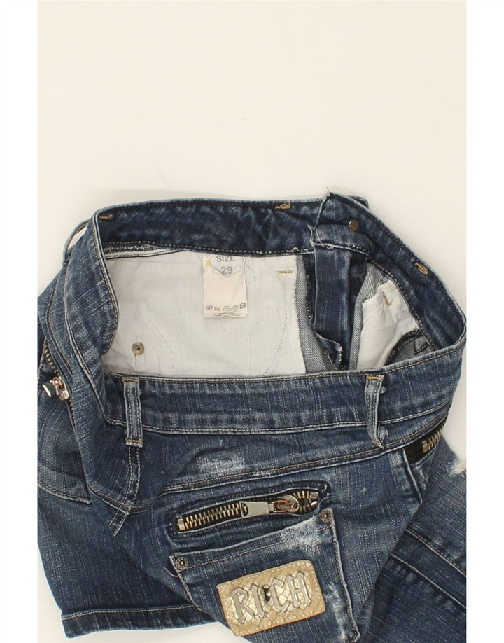 RICHMOND Womens Distressed Denim Shorts W29 Medium Blue Cotton Vintage Richmond and Second-Hand Richmond from Messina Hembry 