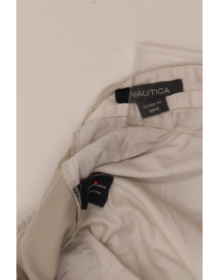 NAUTICA Pantaloncini chino con pegged vestibilità classica da uomo W36 Large in cotone grigio