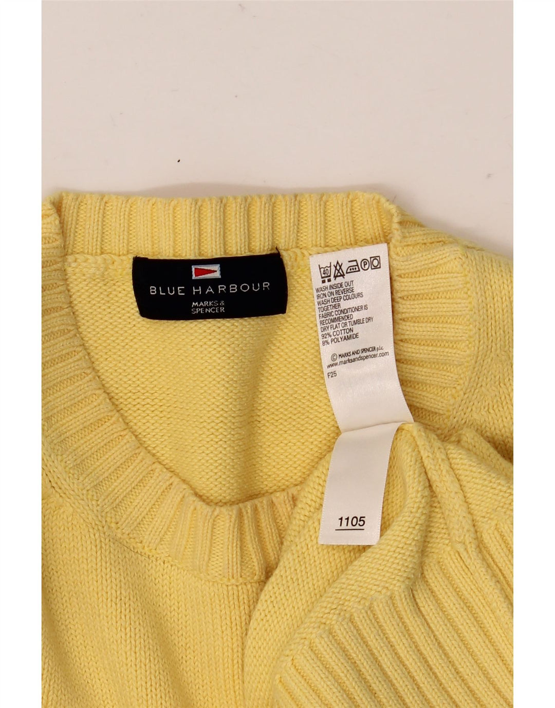 Maglione maglione girocollo da uomo Marks & Spencer blu Harbour giallo medio