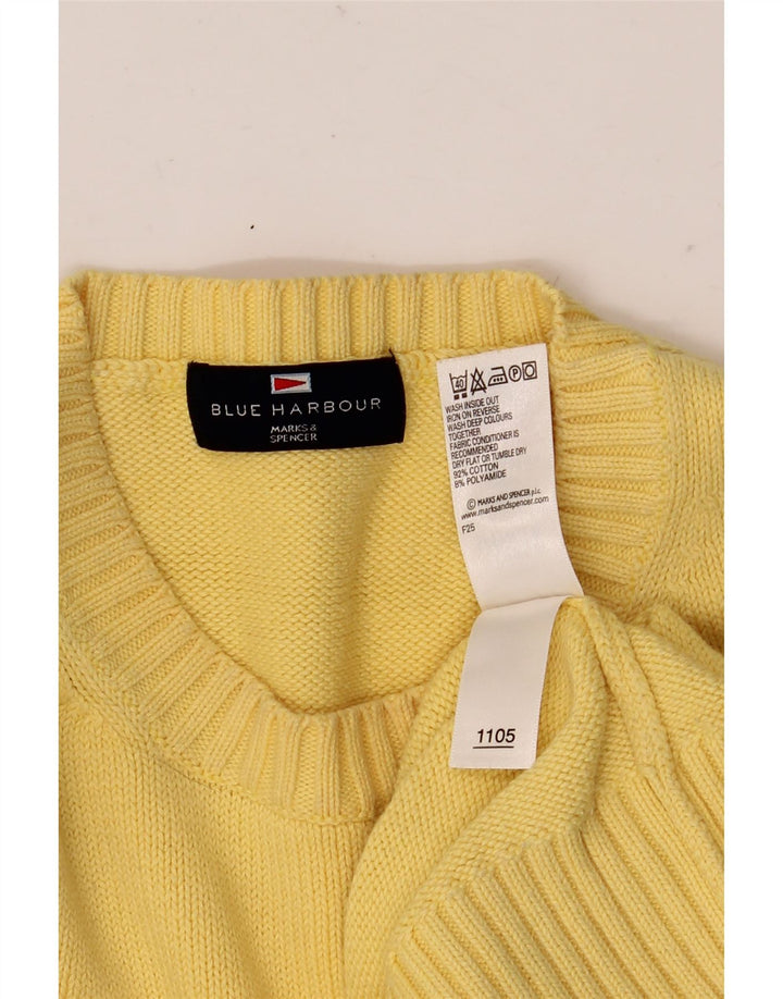 Maglione maglione girocollo da uomo Marks & Spencer blu Harbour giallo medio