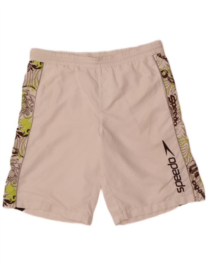 Pantaloncini da bagno grafici da uomo Speedo piccoli floreali bianchi