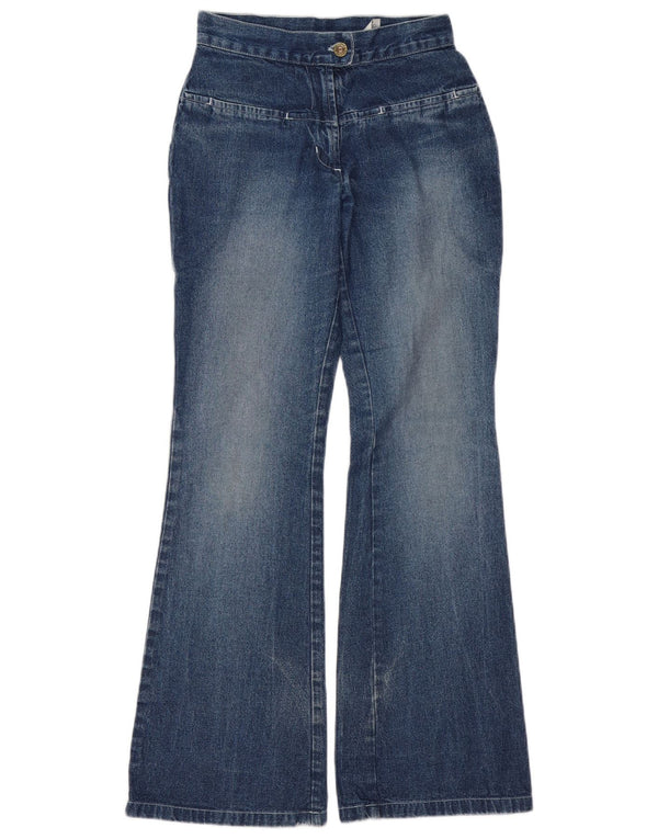 Jeans svasati da donna vintage UK 8 piccoli W26 L31 cotone blu
