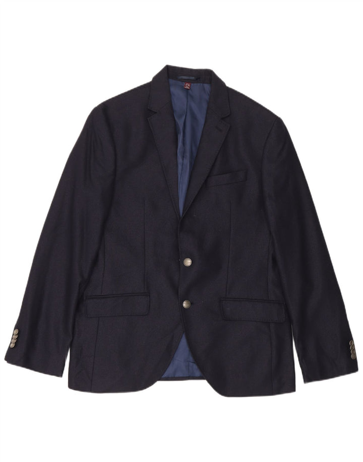 MARKS & SPENCER Giacca blazer da uomo a 2 bottoni UK 40 media lana blu navy