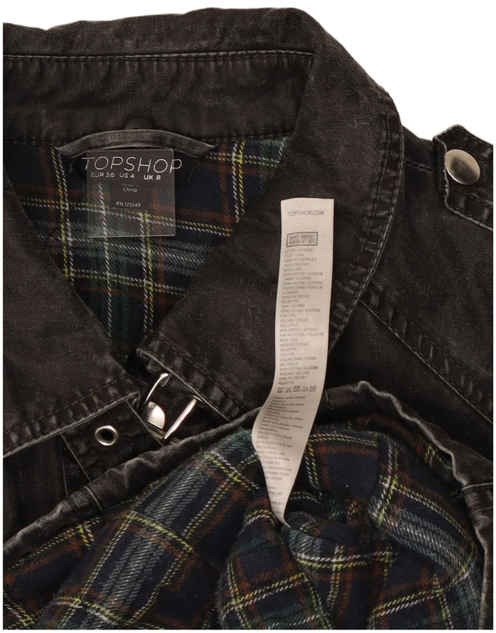 Topshop Giacca in denim da donna UK 8 Small Nero Poliacrilico