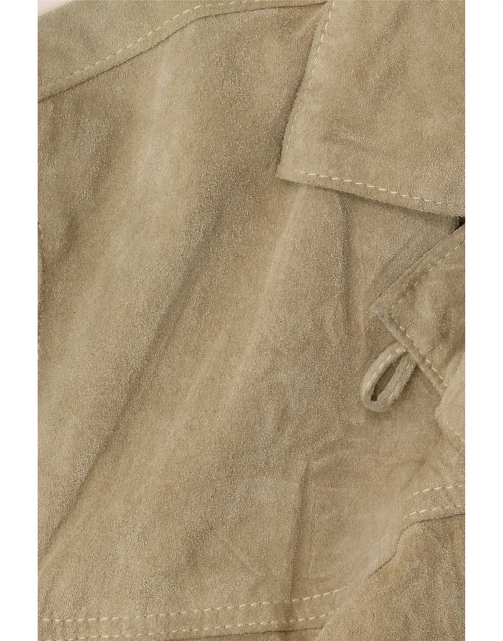 Giacca in pelle scamosciata oversize da donna Rossodisera UK 14 Pelle beige media