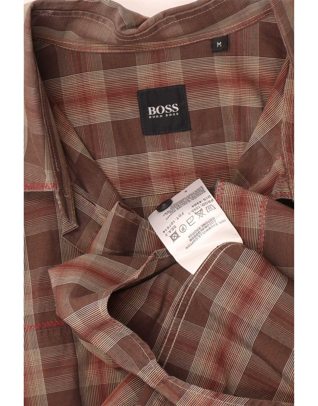 Camicia da uomo Hugo Boss in cotone a quadri marrone medio