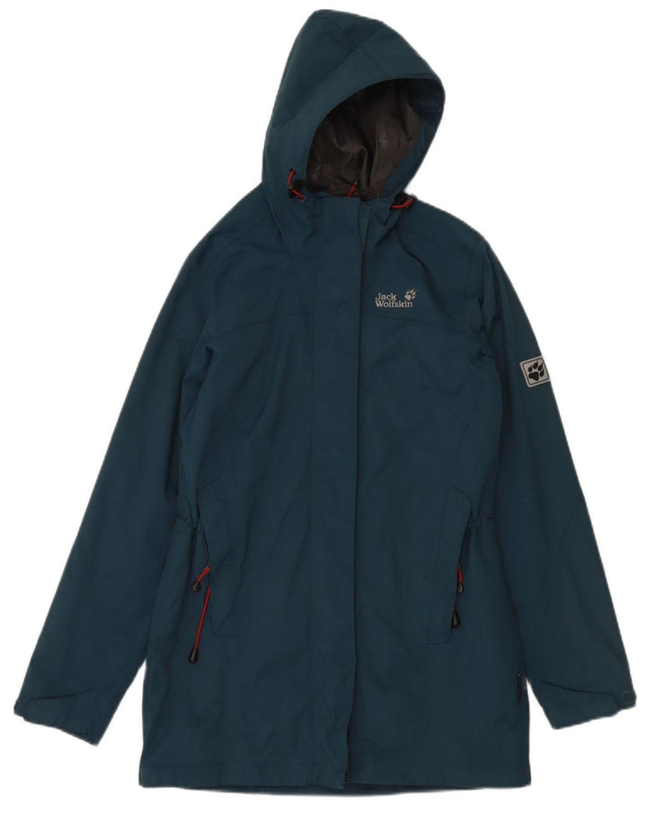JACK WOLFSKIN Womens Hooded Windbreaker Jacket UK 10 Small Blue Polyamide