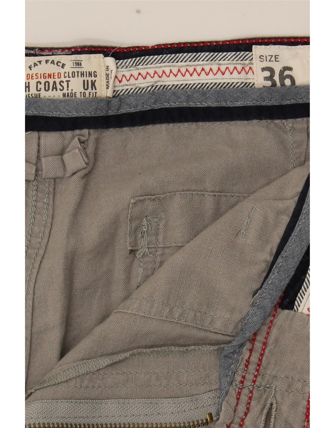 Pantaloncini chino da uomo Fat Face W36 grande lino grigio
