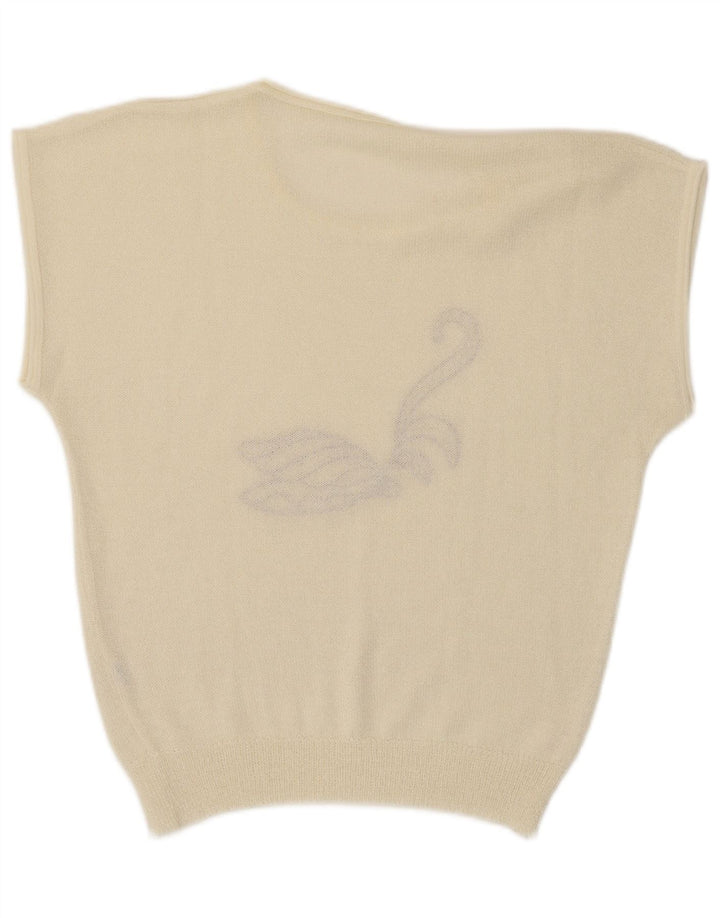 Camicetta senza maniche vintage da donna IT 44 Acrilico bianco sporco medio