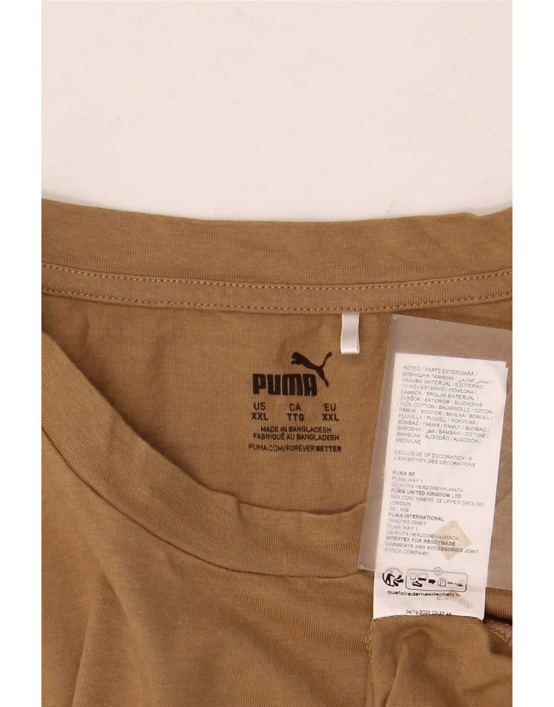 T-shirt da uomo Puma Top 2XL in cotone beige