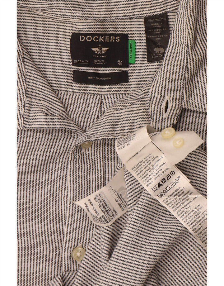 Camicia slim da uomo Dockers grande cotone gessato grigio