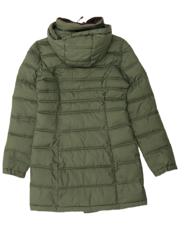 Cappotto imbottito con cappuccio da donna Superdry UK 6 XS verde poliestere