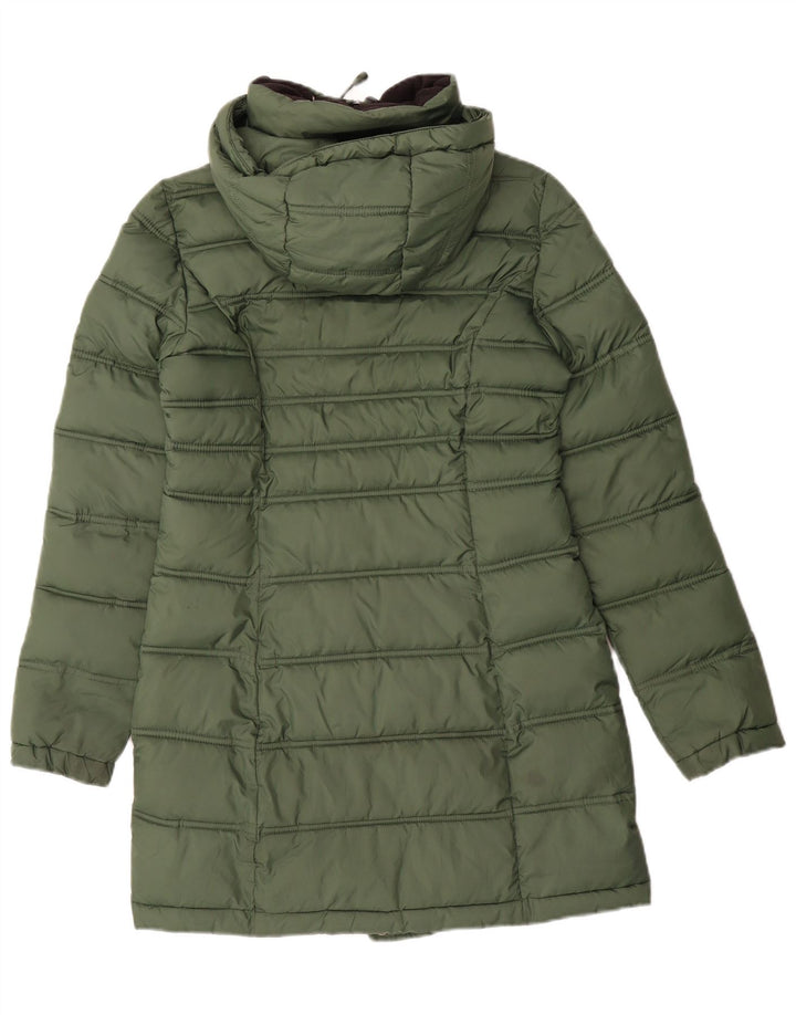 Cappotto imbottito con cappuccio da donna Superdry UK 6 XS verde poliestere