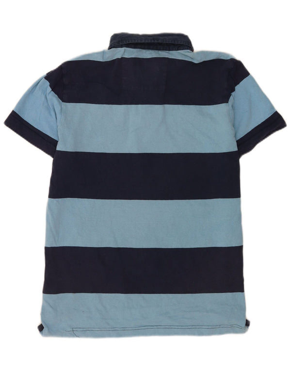 Crew Clothing Polo grafica da uomo in cotone a righe blu medio
