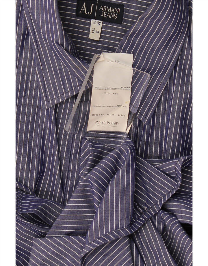 Camicia grafica da uomo Armani Jeans in cotone gessato medio blu navy