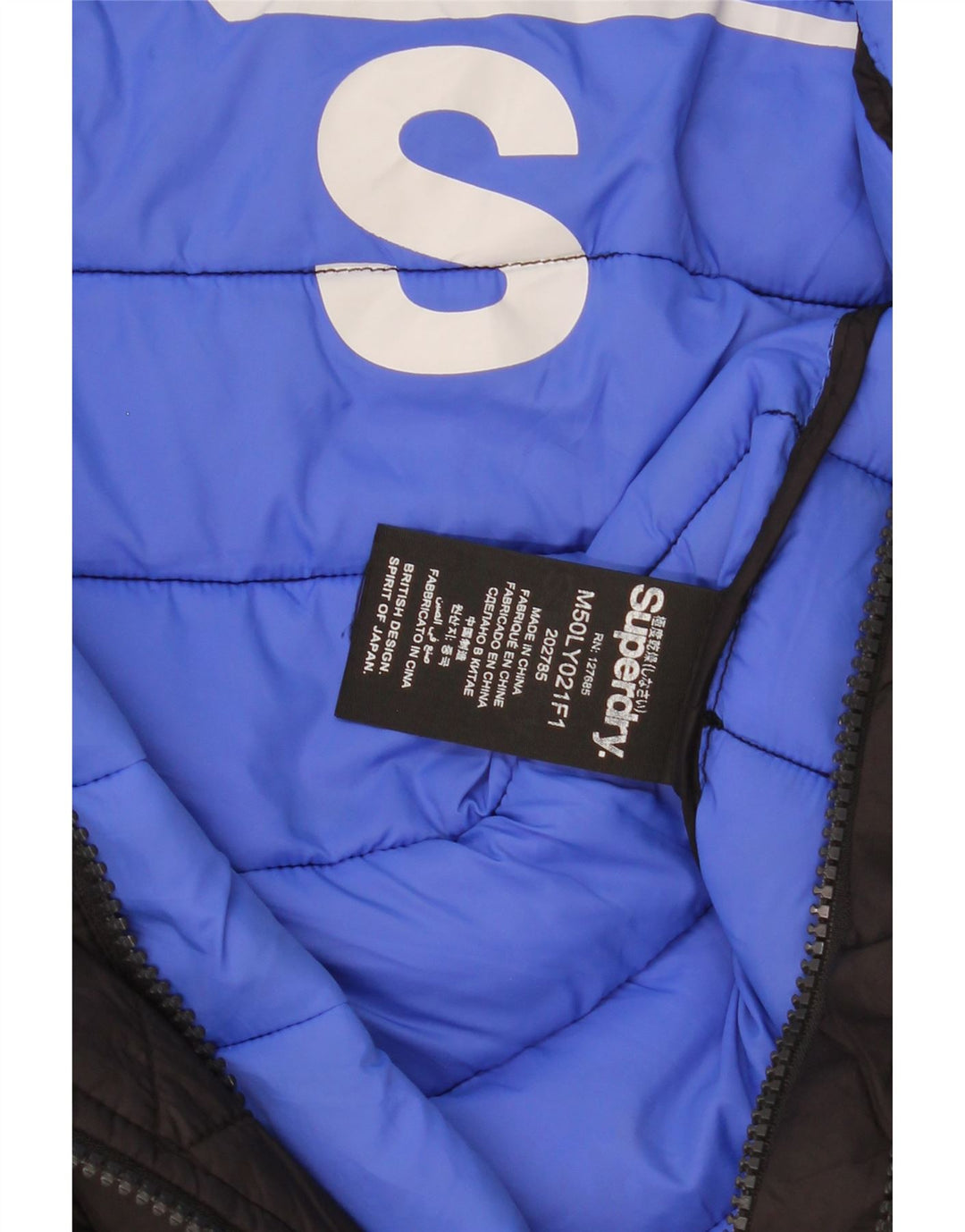 Giacca imbottita con cappuccio da uomo Superdry UK 36 Small Nylon nero