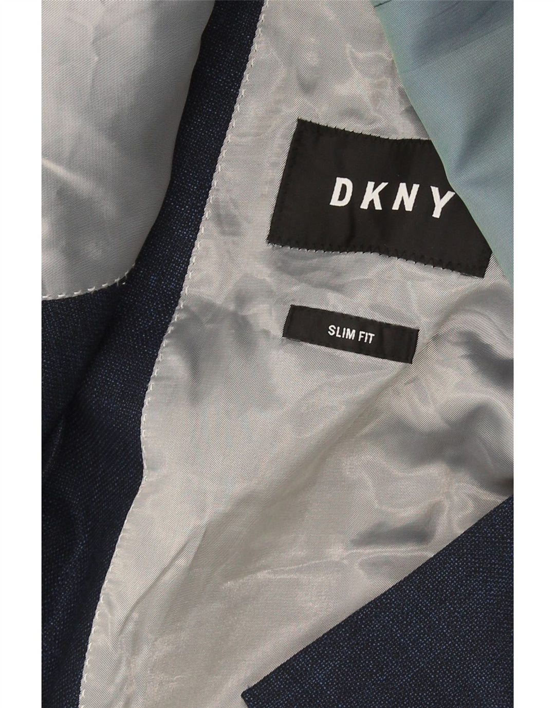 Giacca blazer slim fit da uomo Dkny a 2 bottoni EU 54 2XL lana blu navy