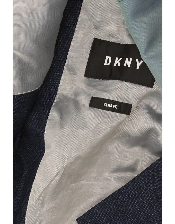 Giacca blazer slim fit da uomo Dkny a 2 bottoni EU 54 2XL lana blu navy