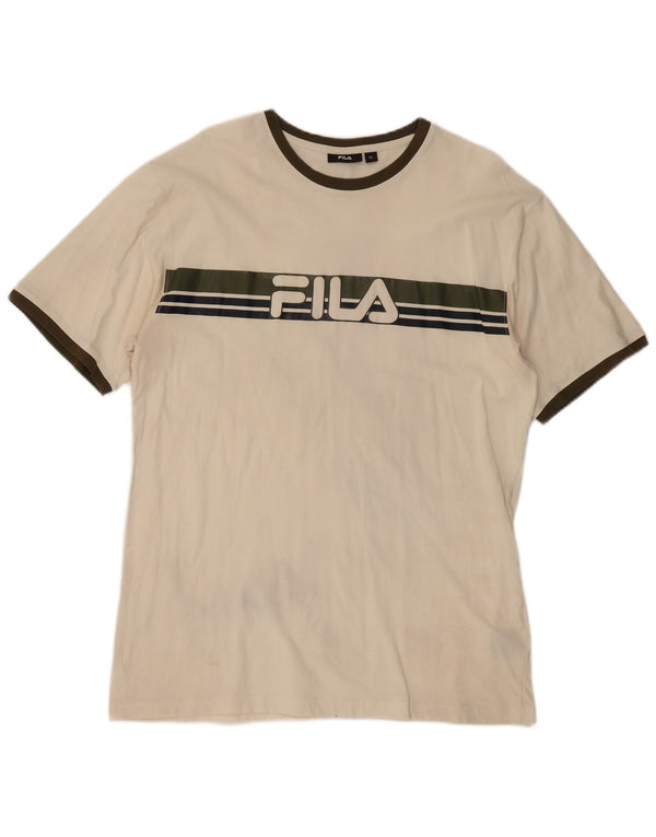T-shirt grafica da uomo Fila Top XL in cotone color block beige