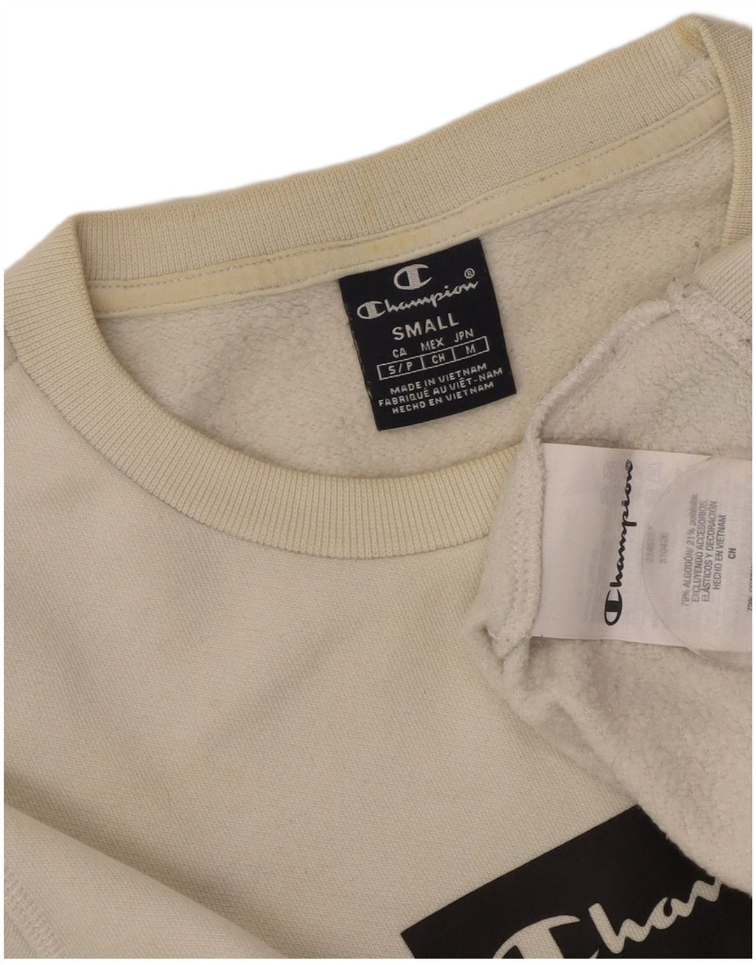 CHAMPION Felpa con grafica da uomo Maglione piccolo in cotone bianco