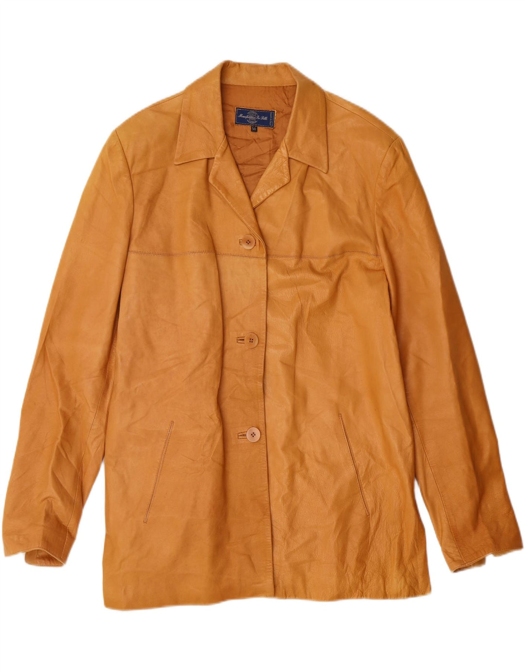 VINTAGE Womens Leather Jacket IT 50 Large Beige Leather Vintage Vintage and Second-Hand Vintage from Messina Hembry 