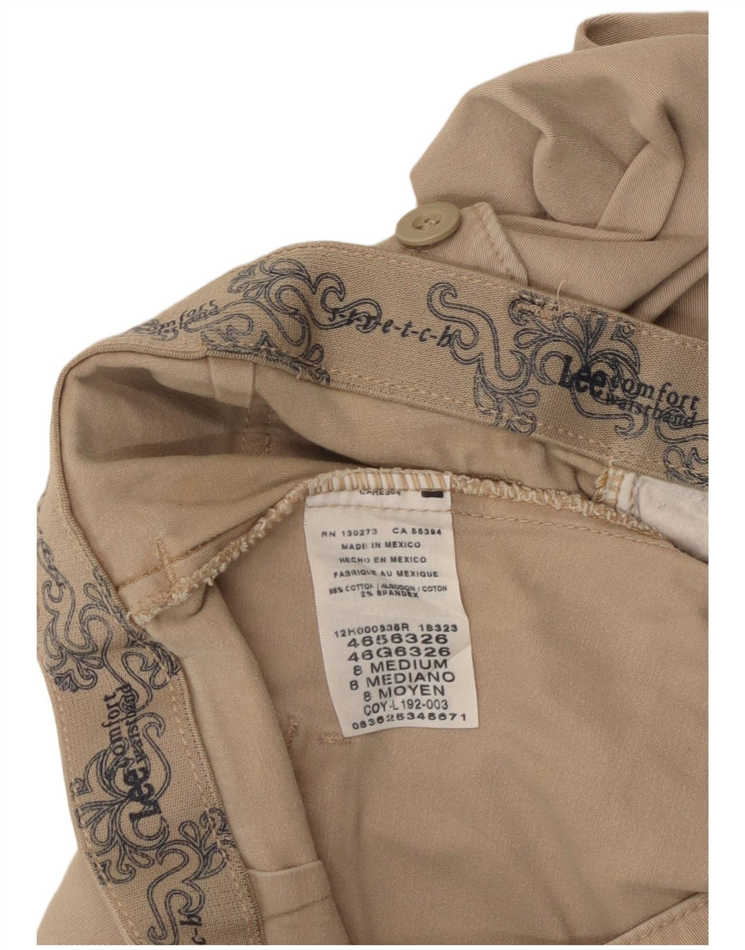 Pantaloni casual dritti elasticizzati da donna Lee US 8 Medium W32 L27 Beige