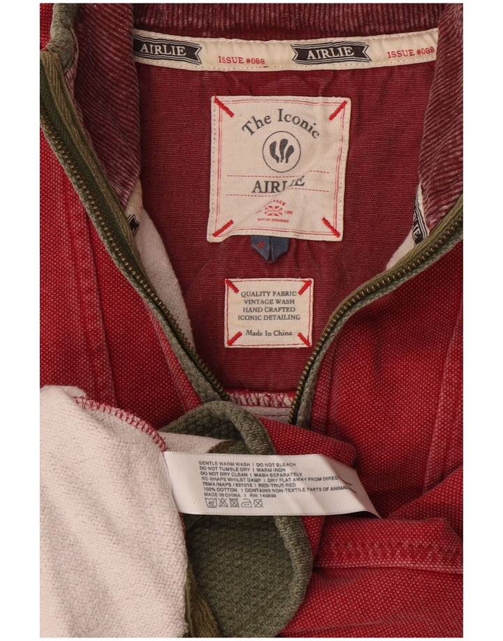 Felpa da uomo con zip e collo Fat Face, piccola, in cotone rosso