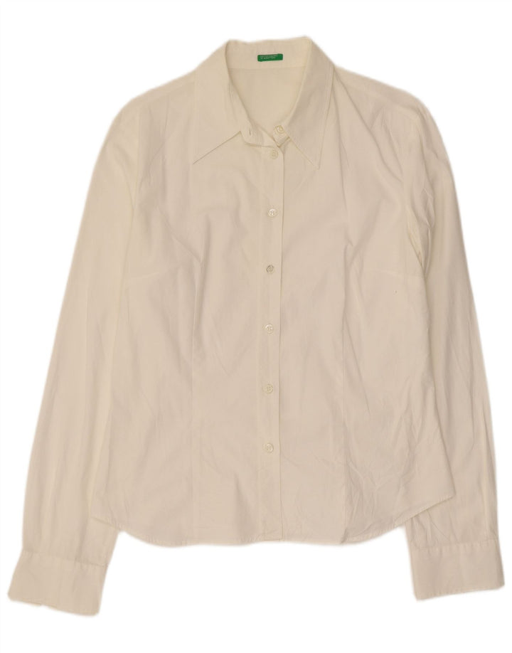 Camicia Benetton Donna UK 12 Medio Bianco