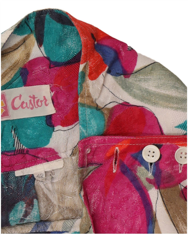 Gonna a trapezio a vita alta da donna vintage IT 42 media W28 multicolore