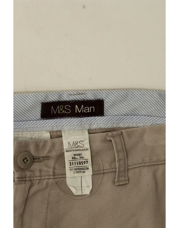 Pantaloncini chino da uomo Marks & Spencer W34 grandi in cotone beige