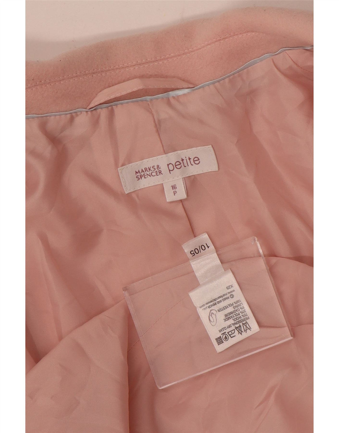 Cappotto da donna Marks & Spencer UK 16 grande lana rosa