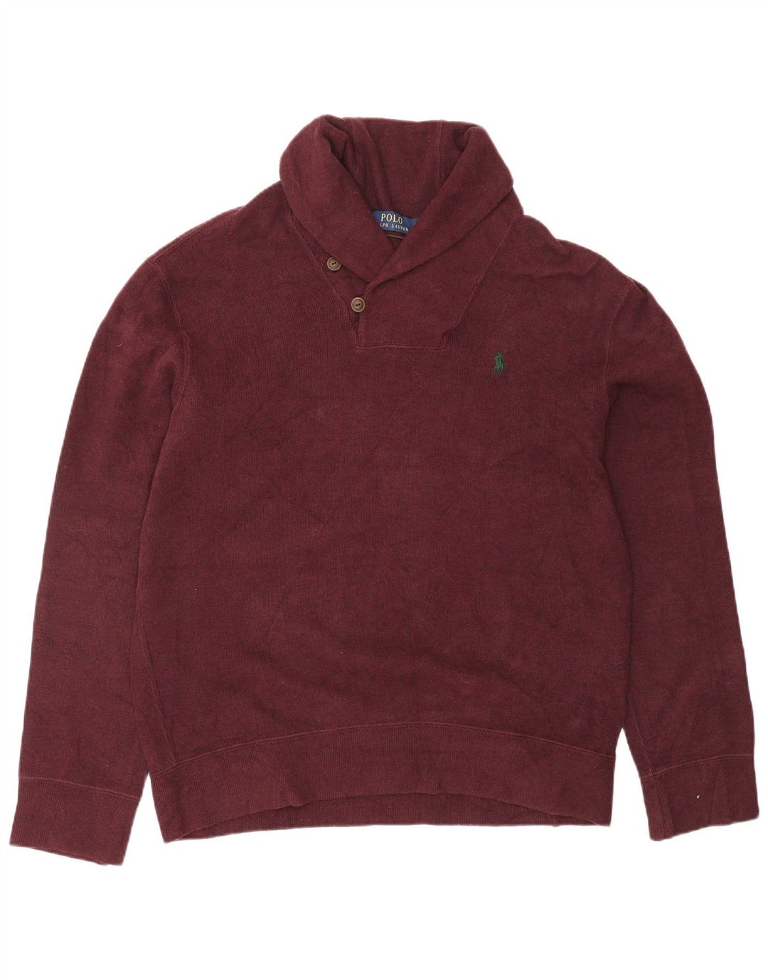 POLO RALPH LAUREN Maglione da uomo con collo a scialle in cotone bordeaux medio