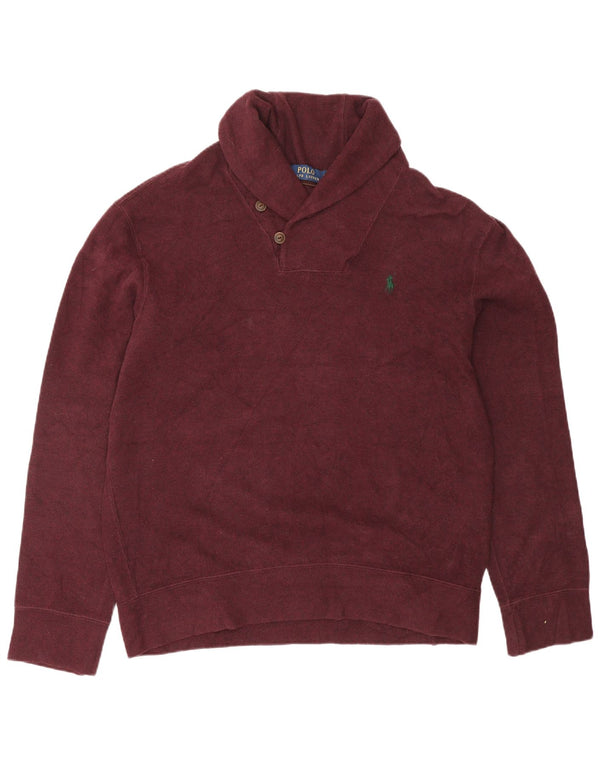 POLO RALPH LAUREN Maglione da uomo con collo a scialle in cotone bordeaux medio