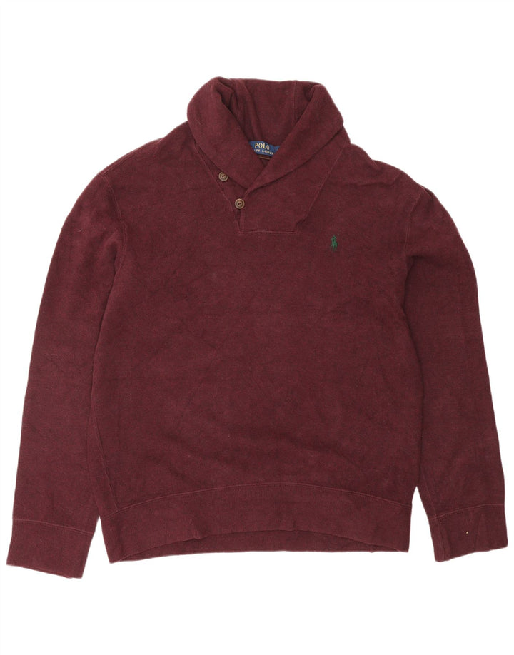 POLO RALPH LAUREN Maglione da uomo con collo a scialle in cotone bordeaux medio