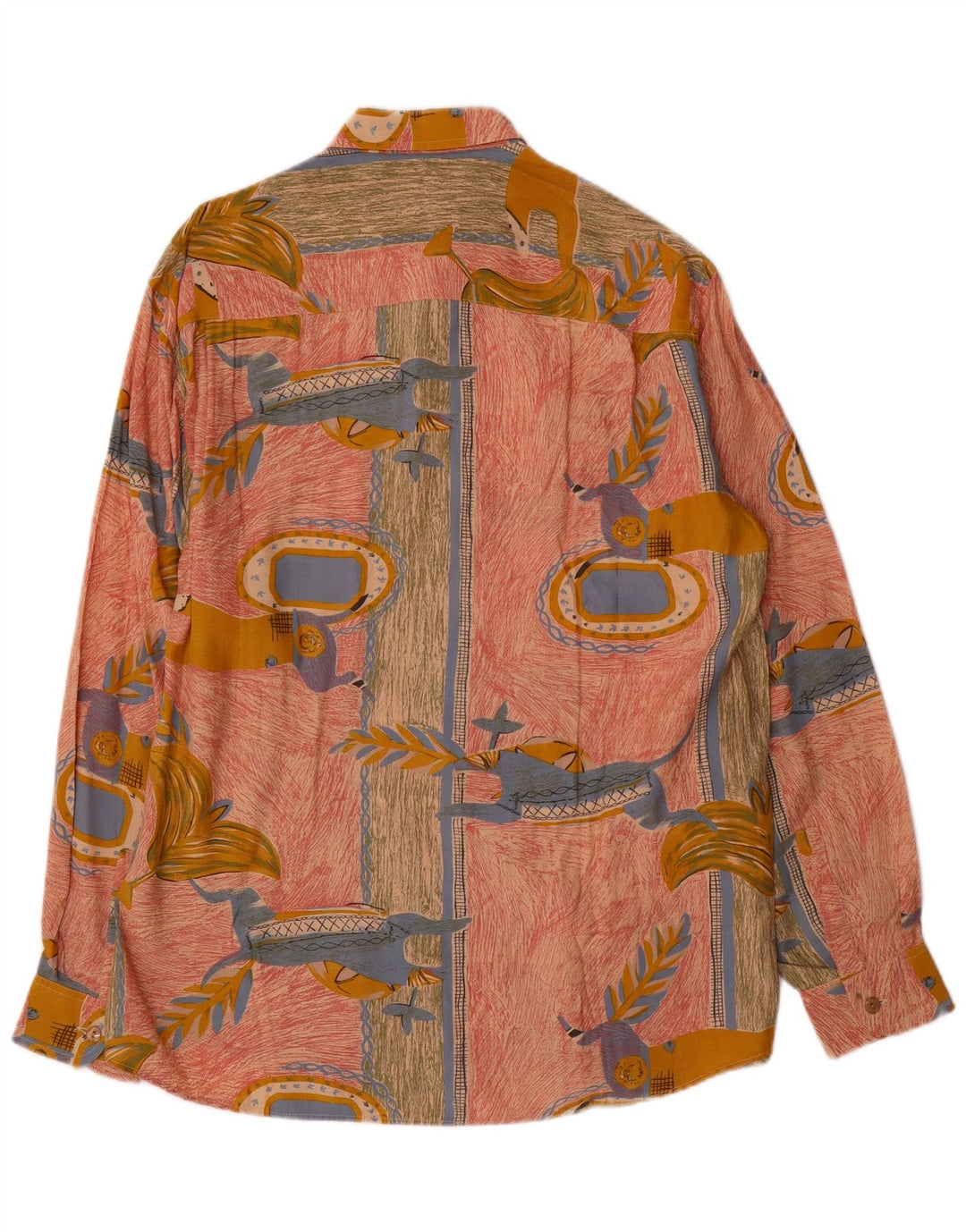 Camicia vintage da uomo con motivo astratto grande rosa