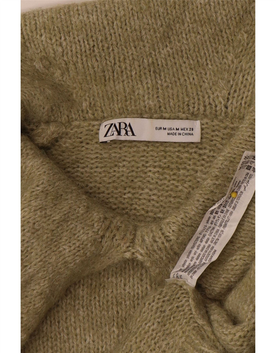 Maglione maglione oversize con collo a polo oversize da donna Zara UK 14 Poliestere kaki medio