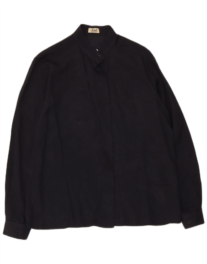 Camicetta camicia vintage da donna IT 46 grande acetato nero