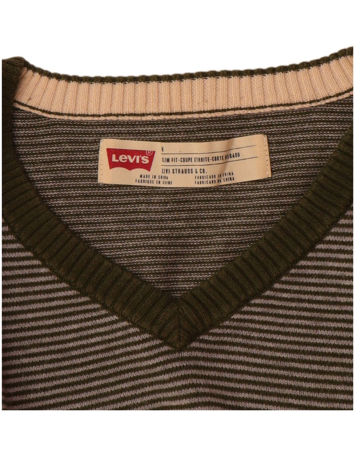 Maglione Levi's da uomo slim fit con scollo a V verde medio gessato