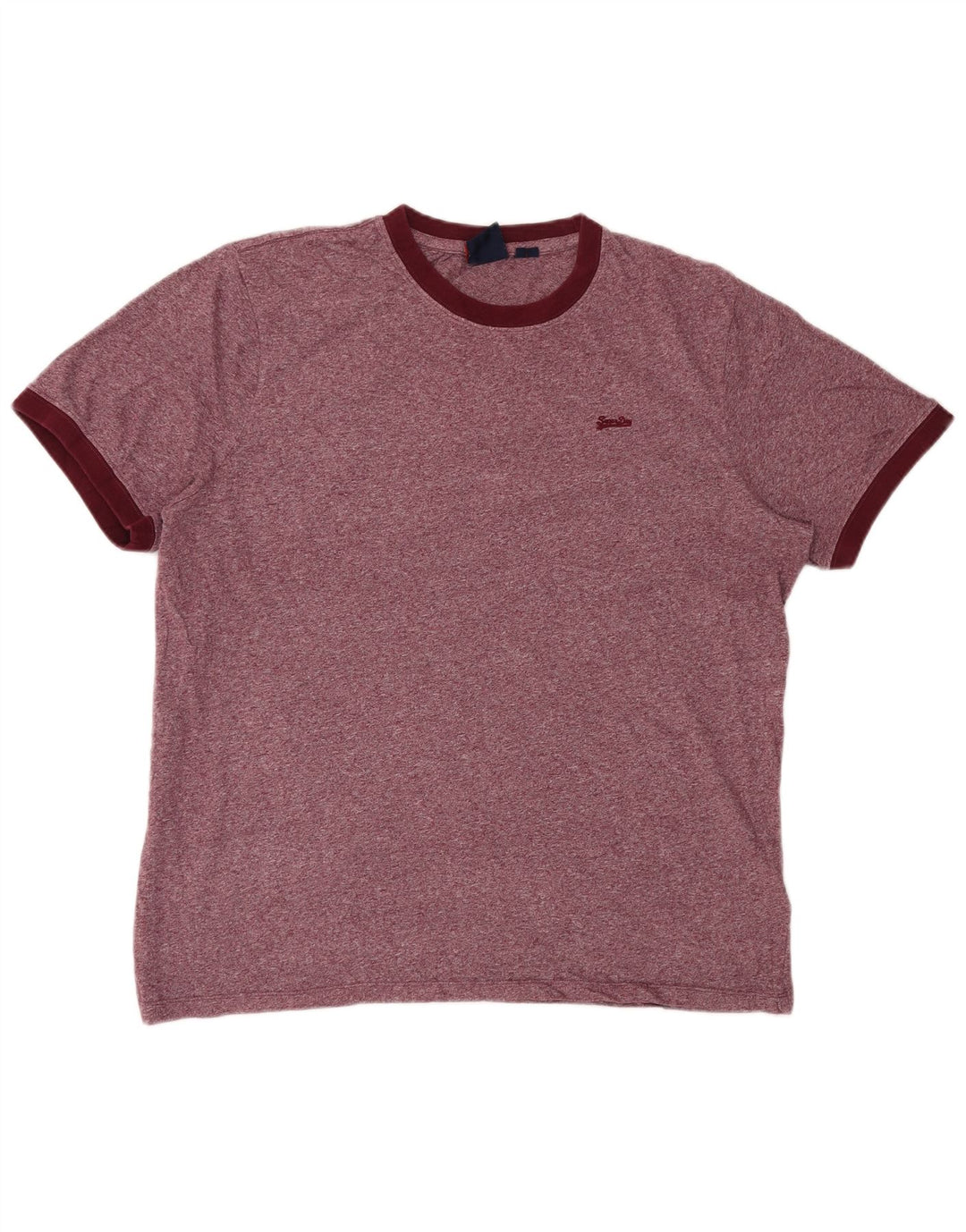T-shirt da uomo SUPERDRY Top 2XL cotone screziato bordeaux