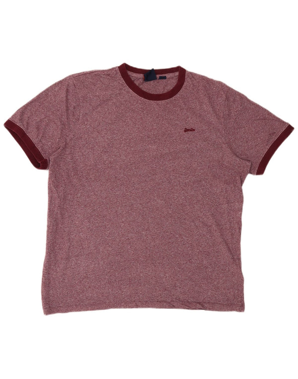 T-shirt da uomo SUPERDRY Top 2XL cotone screziato bordeaux