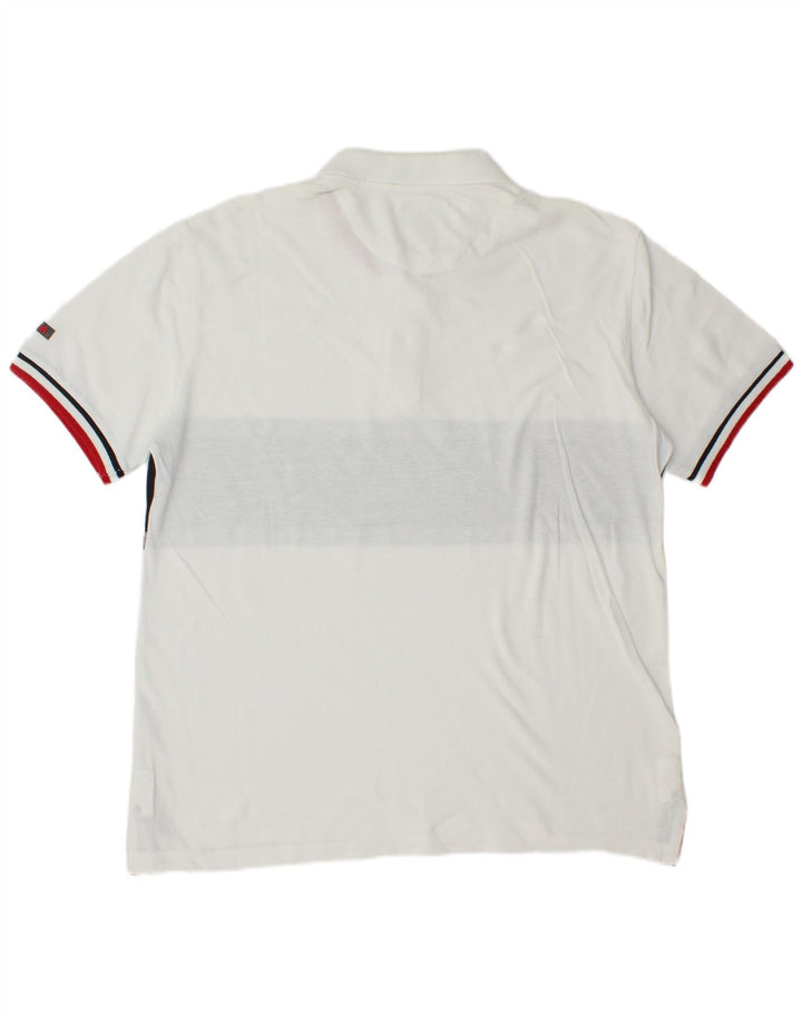 SLAM Mens Polo Shirt Medium White Colourblock Cotton
