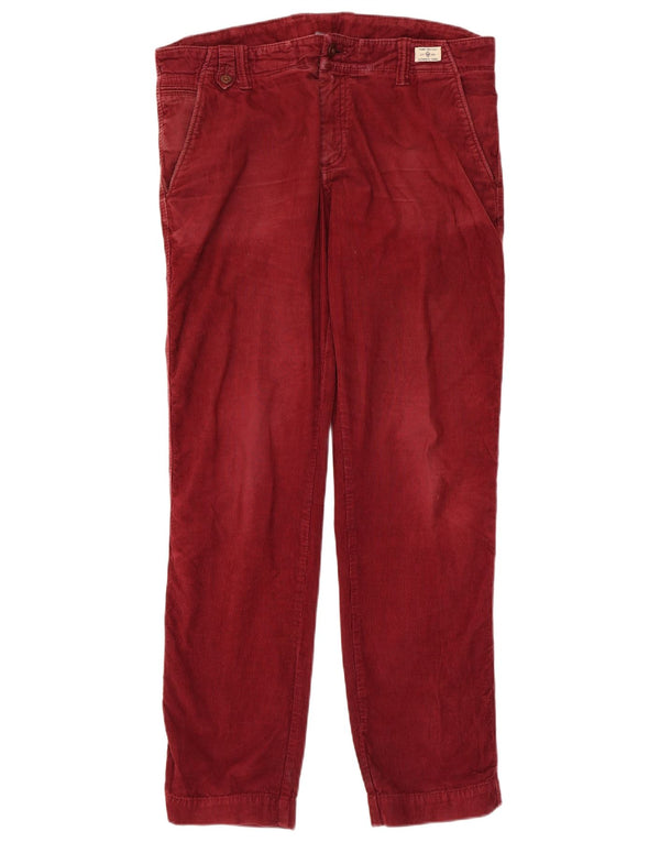 Pantaloni dritti in velluto a coste da uomo Tommy Hilfiger W34 L32 cotone bordeaux