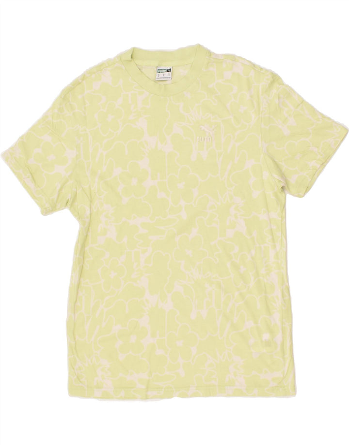 PUMA Mens T-Shirt Top Small Green Floral Cotton | Vintage Puma | Thrift | Second-Hand Puma | Used Clothing | Messina Hembry 
