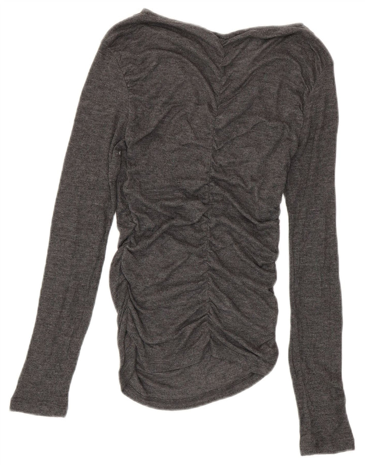 Top Camicetta Da Donna ZARA UK 12 Poliestere Grigio Medio